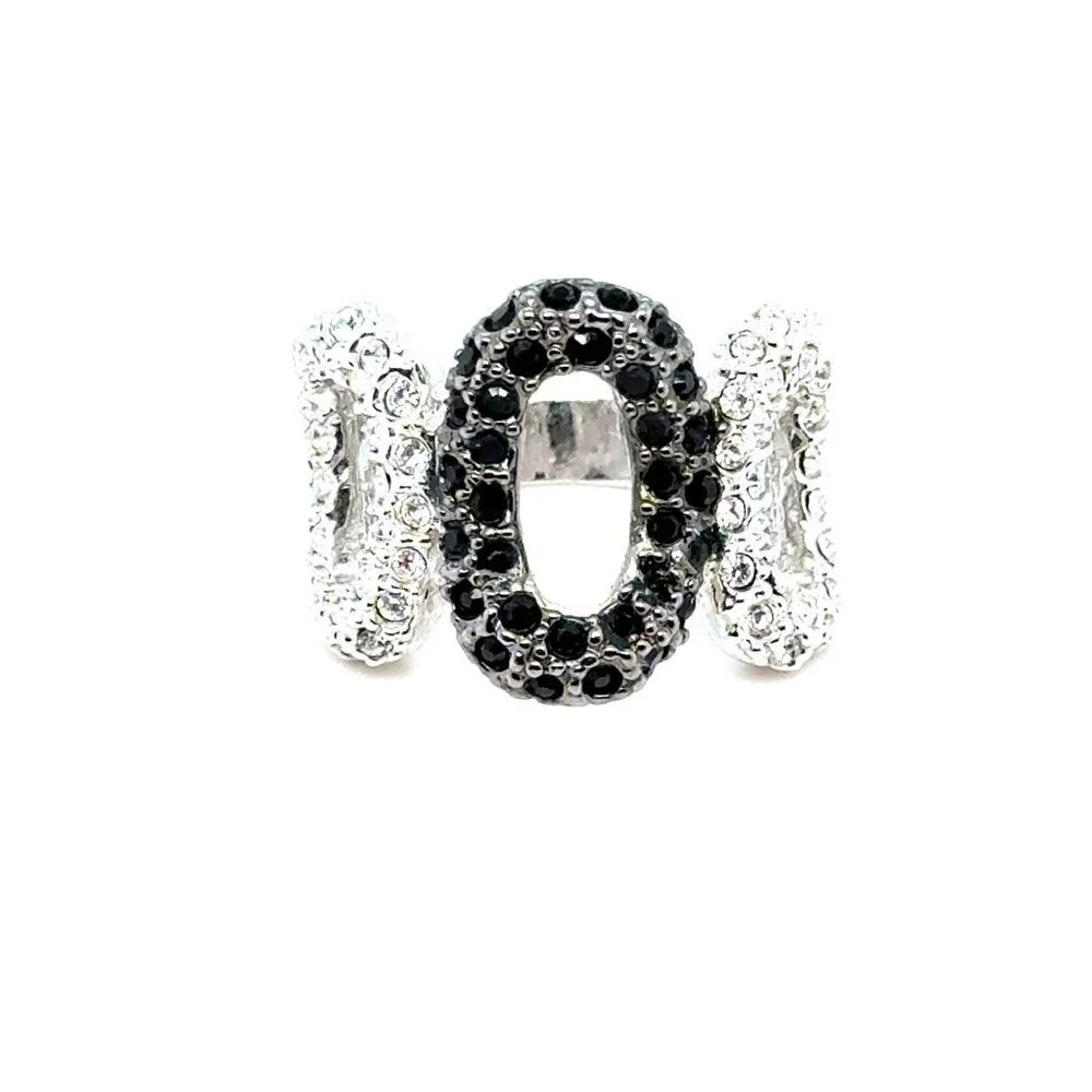 Black/White Cz‎ 3-Oval Ring